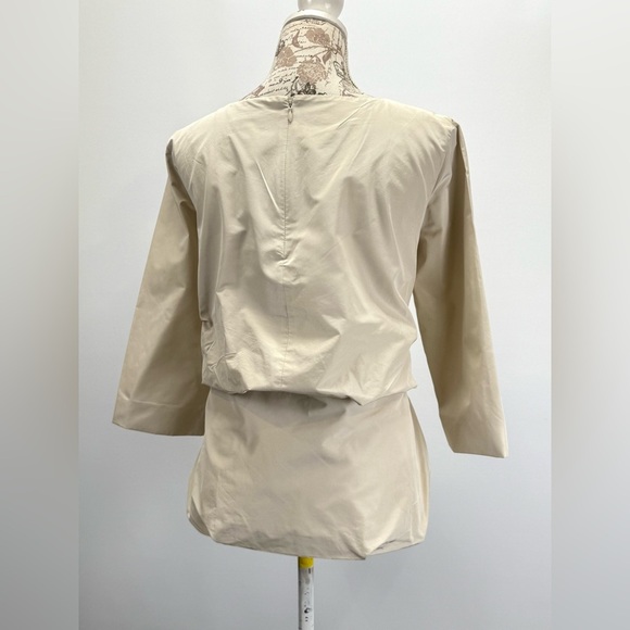 COS Beige crew neck 3/4 sleeve tie waist top size 8 - Picture 7 of 13